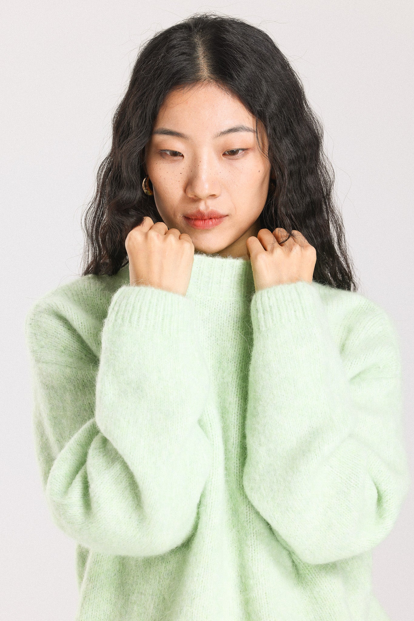 Lara Basic Alpaca wool  Knit Jumper  - Lime