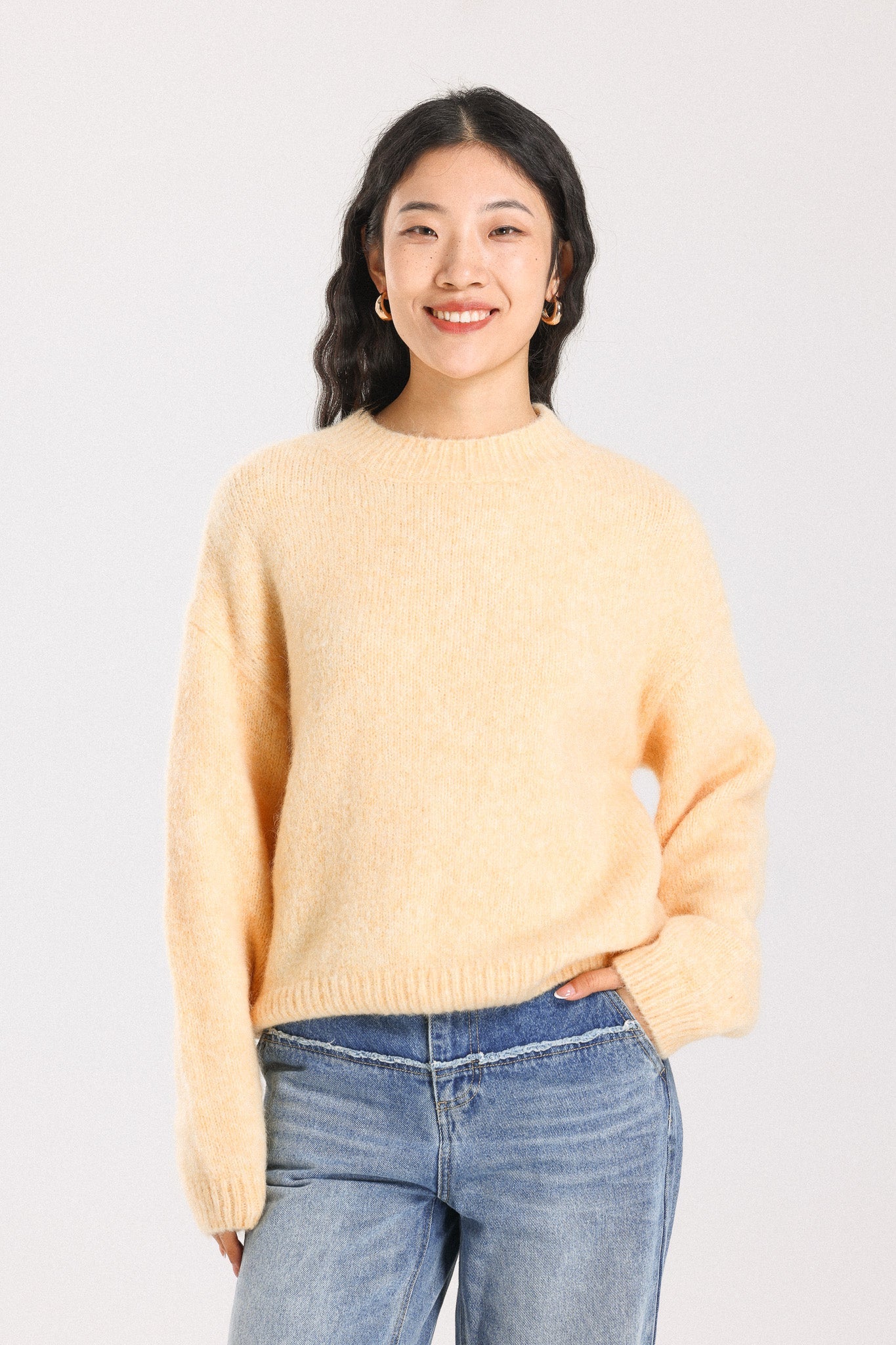 Lara Basic Alpaca Wool Knit Jumper - Yellow