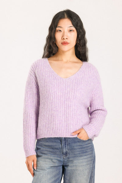 Immy V-neck Basic Alpaca wool  Knit Jumper - Purple