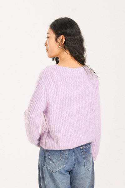 Immy V-neck Basic Alpaca wool  Knit Jumper - Purple