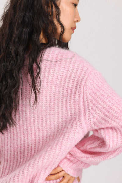 Immy V-neck Basic Alpaca Wool Knit Jumper - Pink