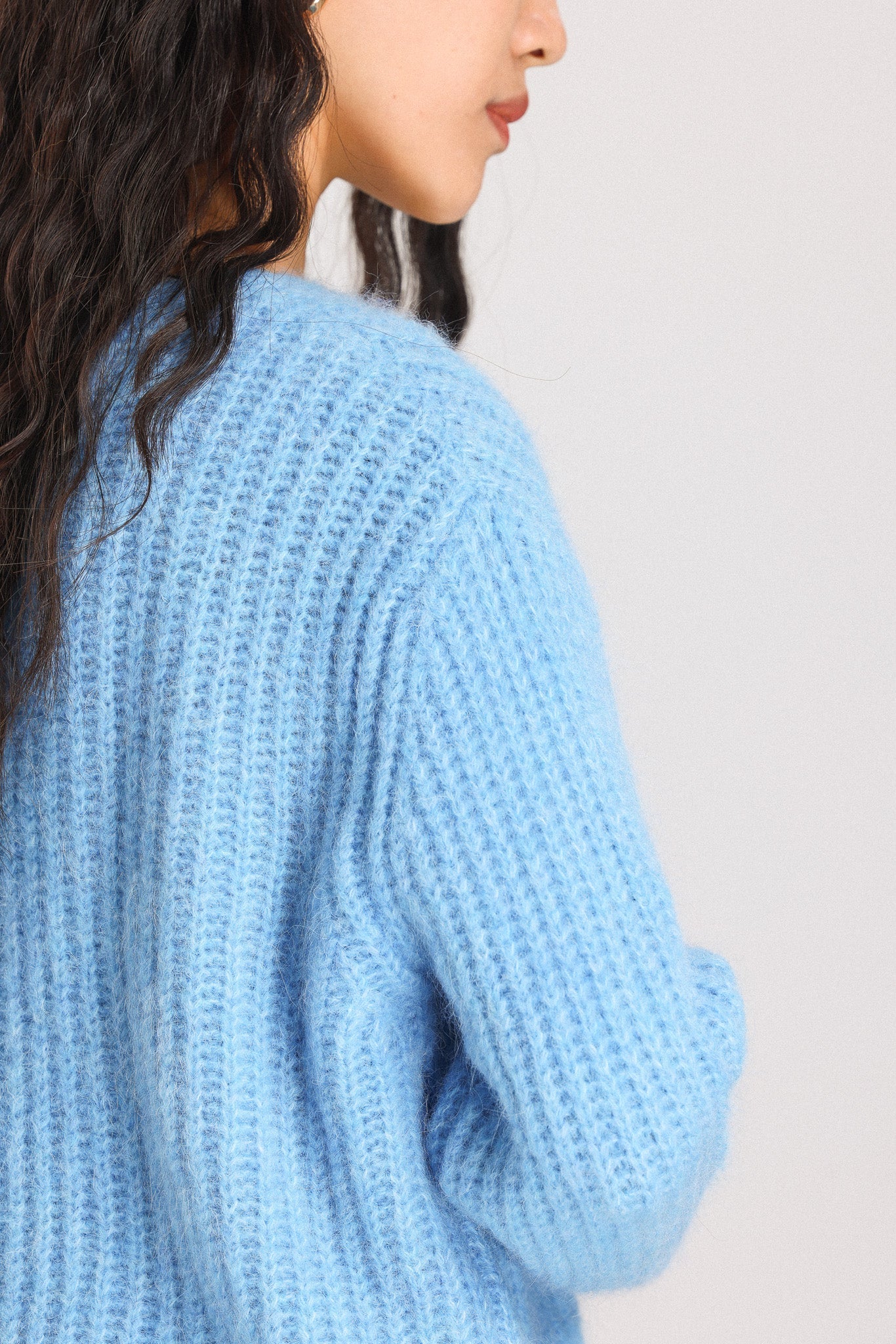 Immy V-neck Basic Alpaca Wool Knit Jumper - Sky