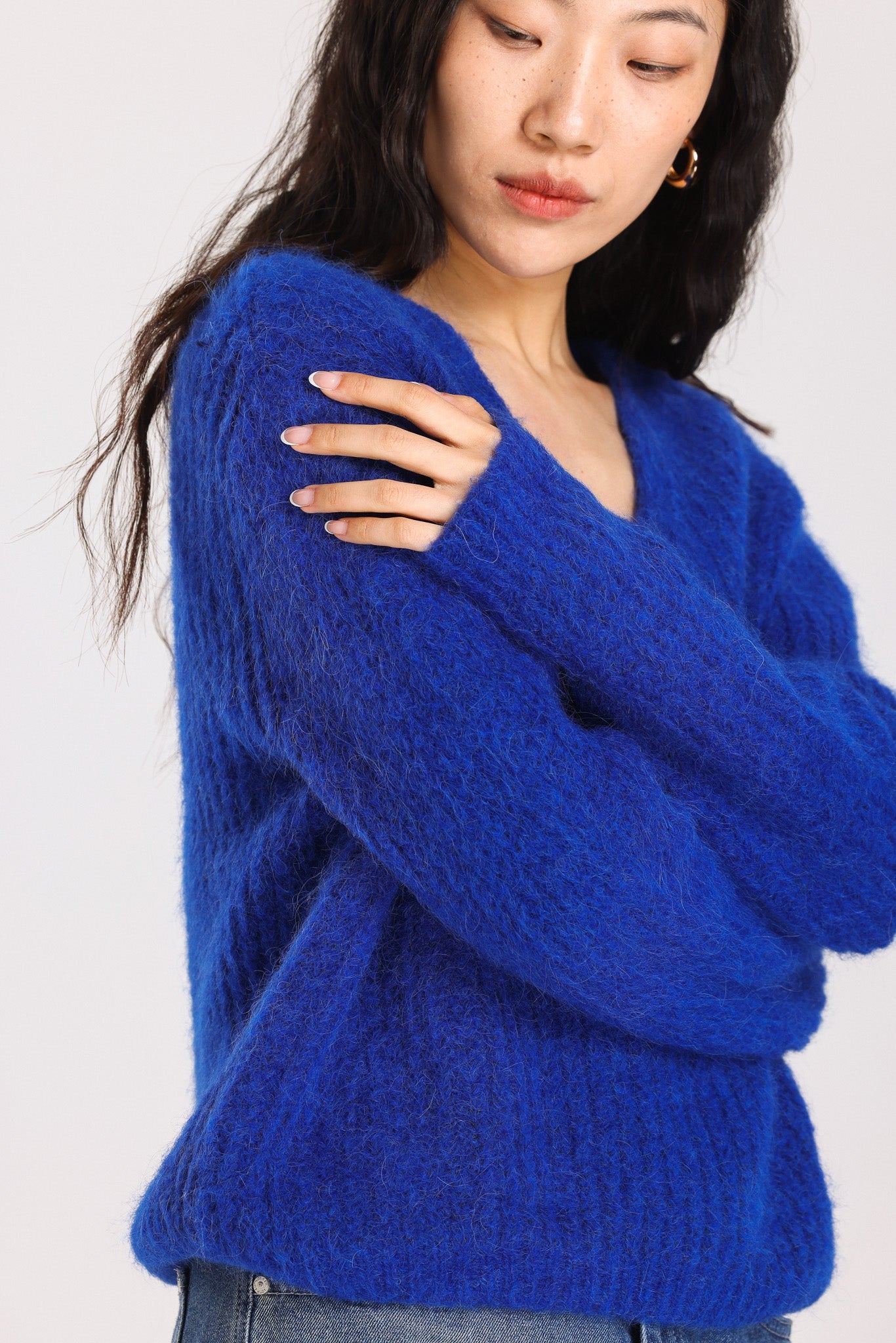 Immy V-neck Basic Alpaca wool  Knit Jumper - Royal Blue