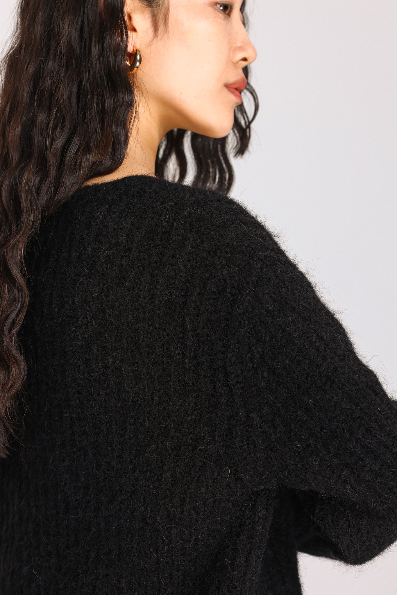 Immy V-neck Basic Alpaca wool  Knit Jumper - Black