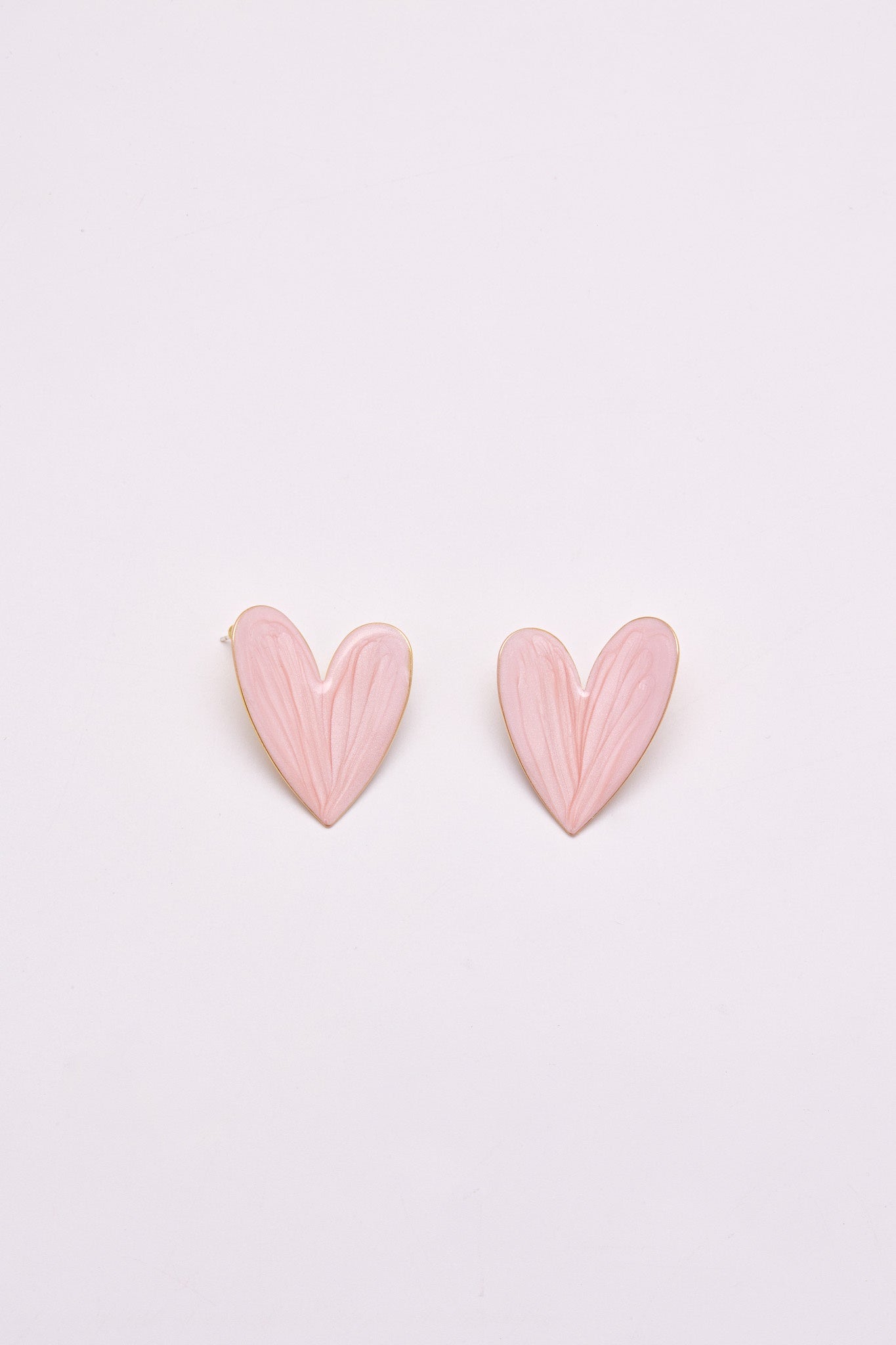 Enamel Large Heart Earrings Pink