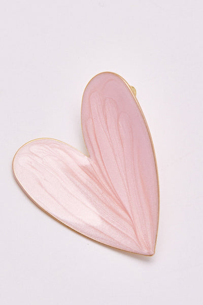 Enamel Large Heart Earrings Pink