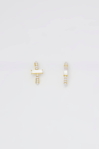 Asymmetric Mother of Pearl Stud Earrings