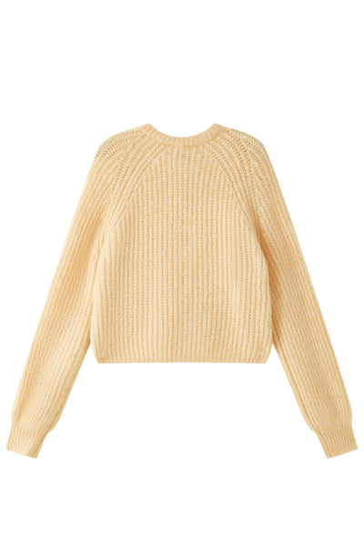 Janet Ribbed Alpaca wool  Knit Cardigan - Yellow