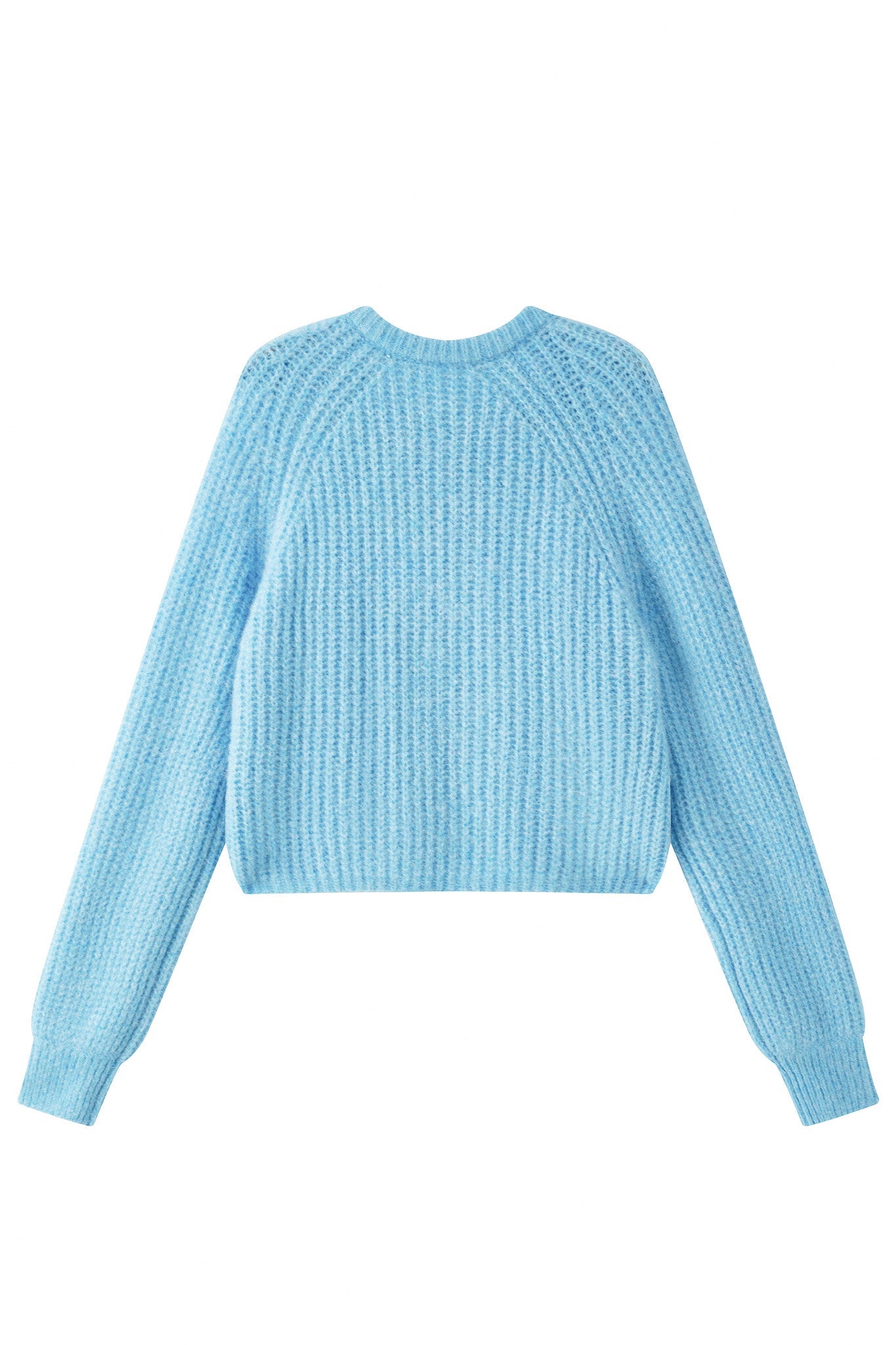 Janet Ribbed Alpaca wool  Knit Cardigan - Sky