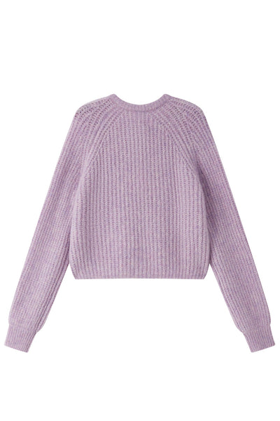 Janet Ribbed Alpaca wool  Knit Cardigan - Purple