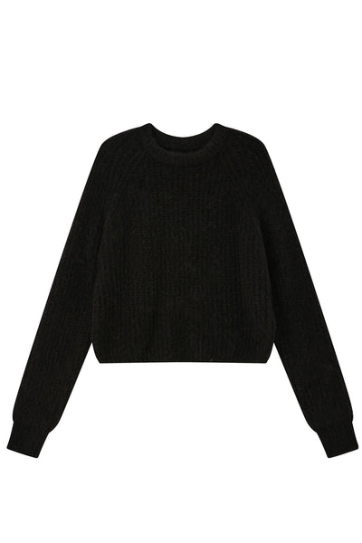 Janet Ribbed Alpaca Wool Knit Jumper - Black