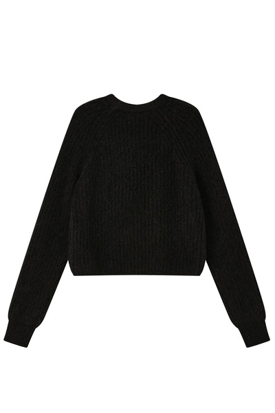 Janet Ribbed Alpaca Wool Knit Jumper - Black