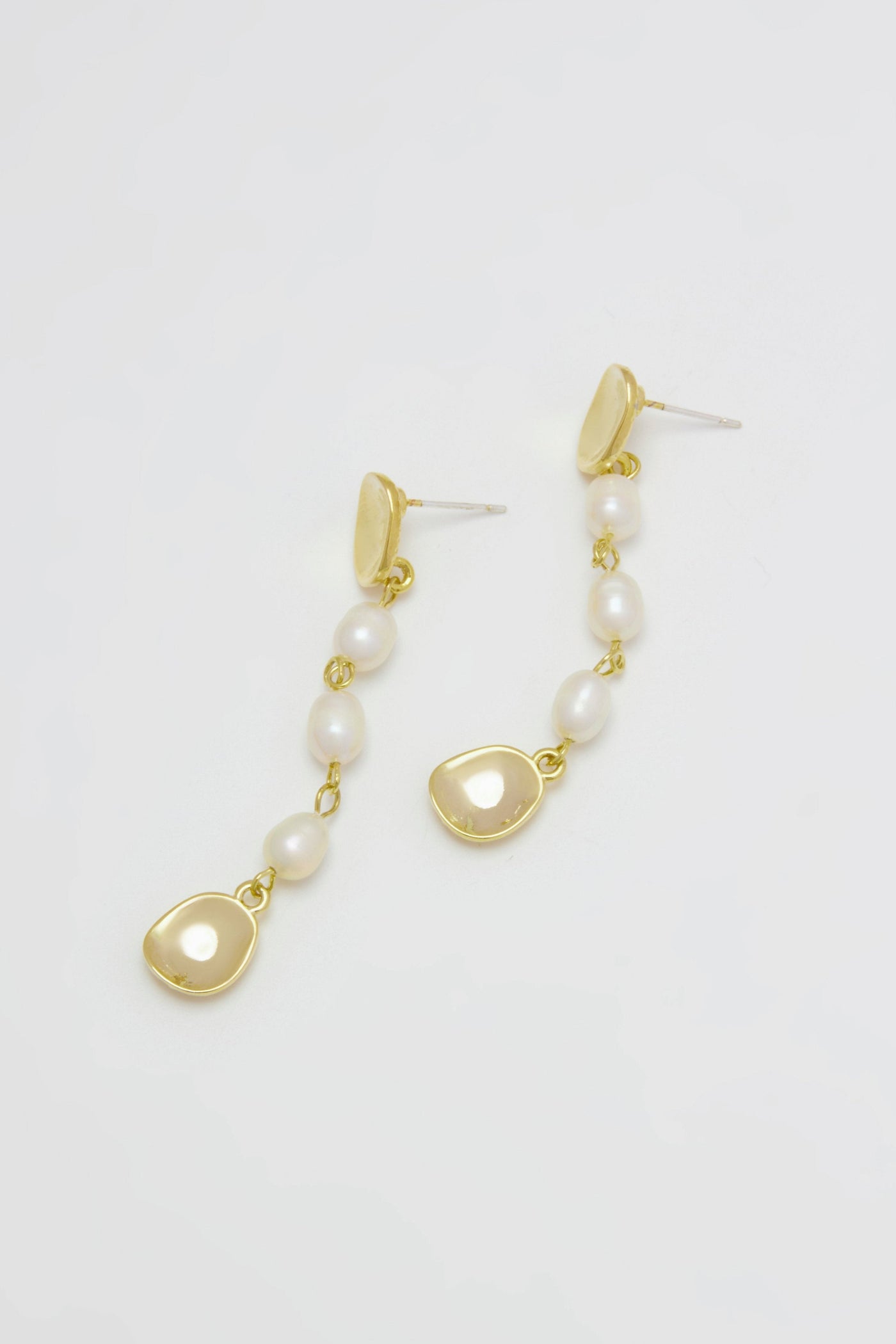 Aithne Asymmetric Long Pearl Drop Earrings