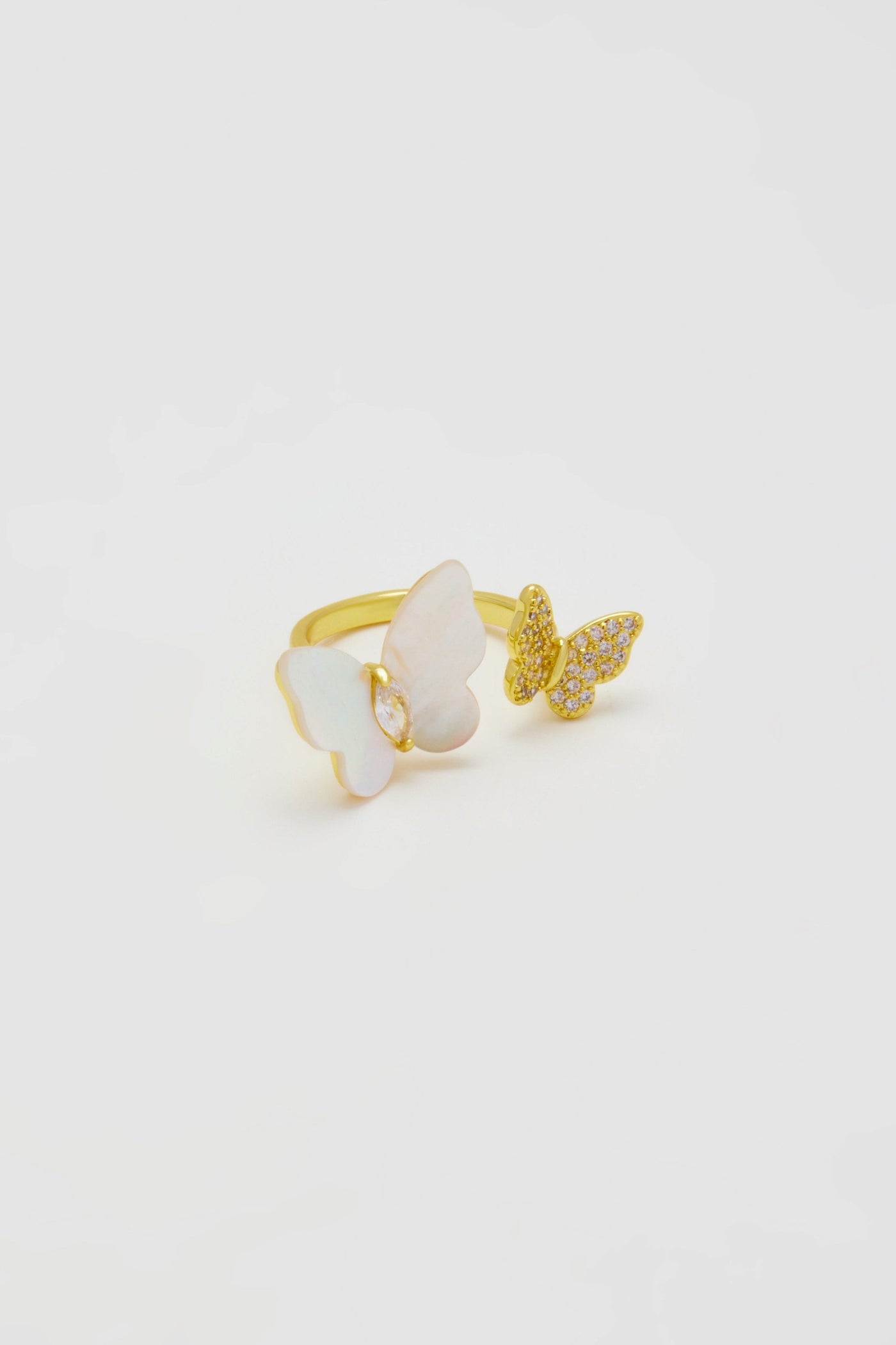 Mother of Pearl Butterfly Gold Ring