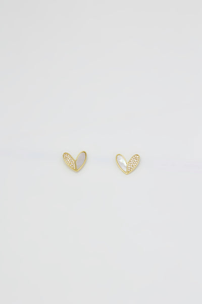 Mother Of Pearl Heart Stud Earrings