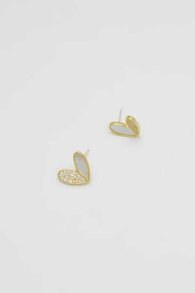 Mother Of Pearl Heart Stud Earrings