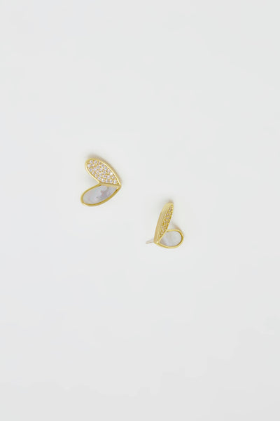 Mother Of Pearl Heart Stud Earrings