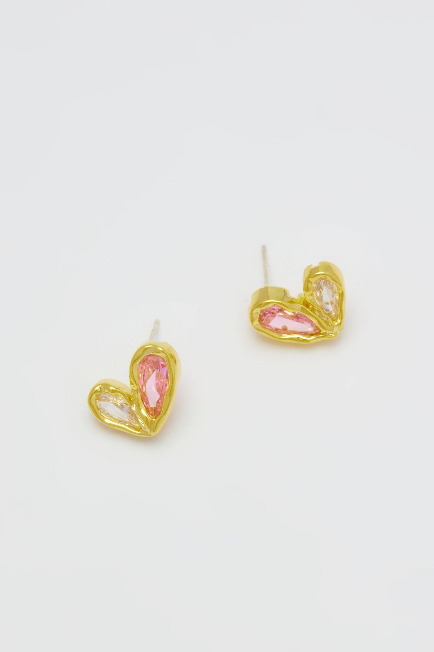 Delilah Asymmetric Heart Pink Stud Earrings