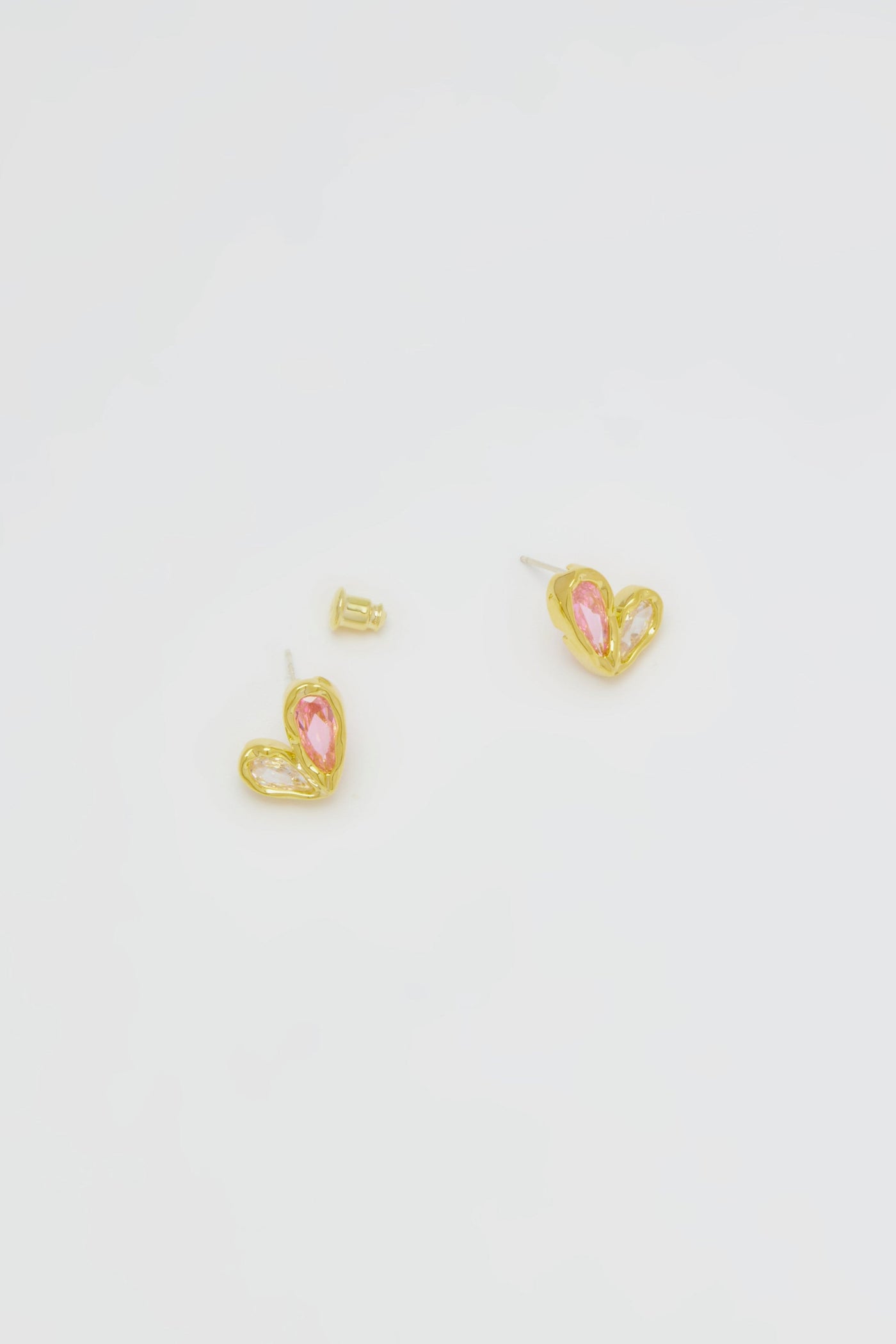 Delilah Asymmetric Heart Pink Stud Earrings