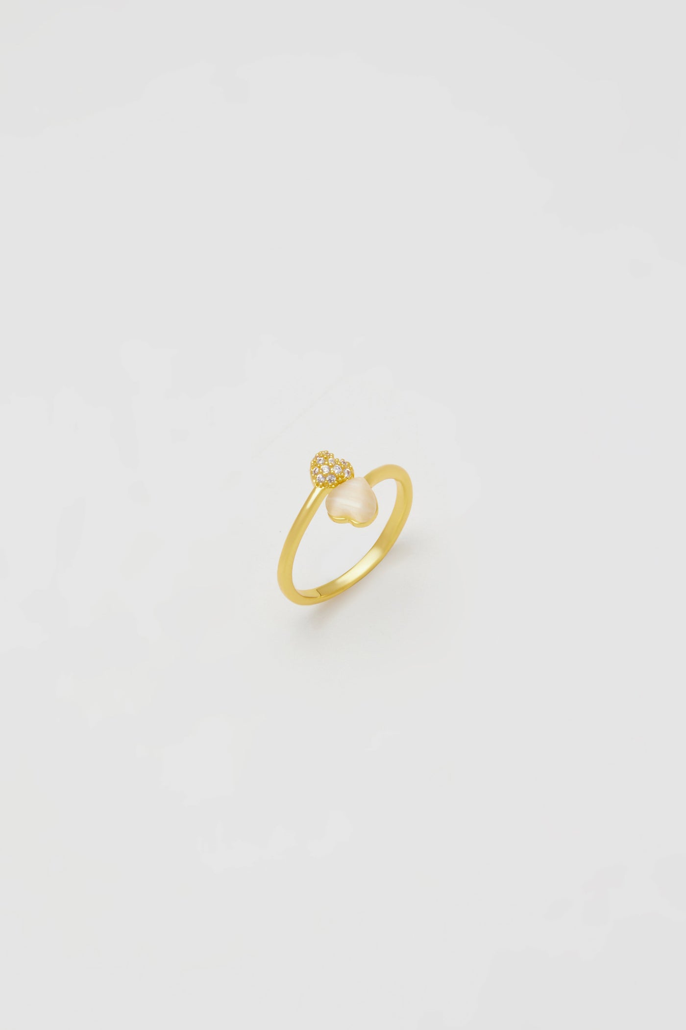 Aly Gold Ring with Two Hearts