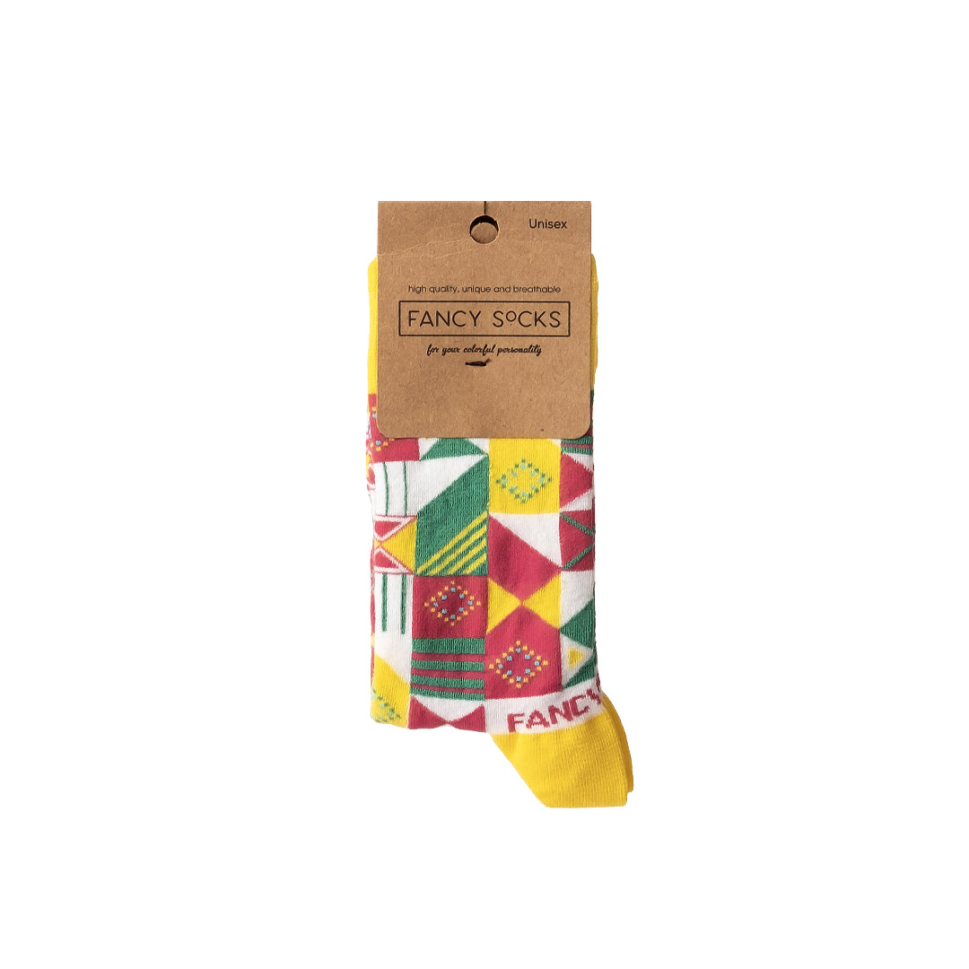 2 Pack Yellow and Green Geometric Socks