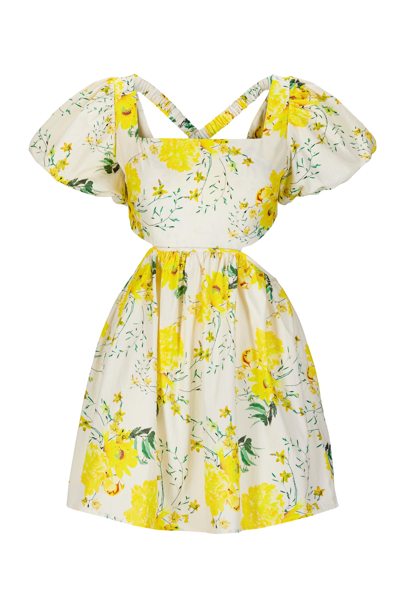 Georgine Short Dress - Yellow Flower