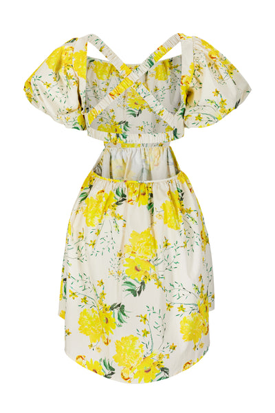 Georgine Short Dress - Yellow Flower