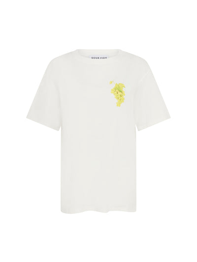 SOUR FIGS Green Grape Print Unisex T-Shirt in White