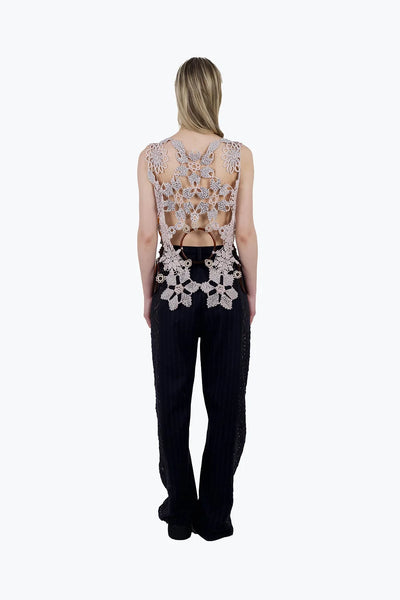 Patchwork crochet and crystal top