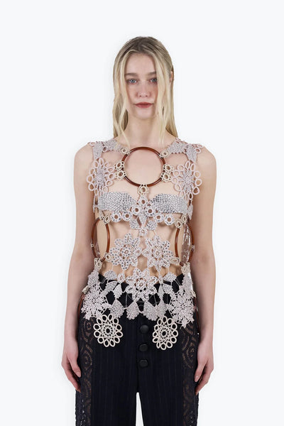 Patchwork crochet and crystal top