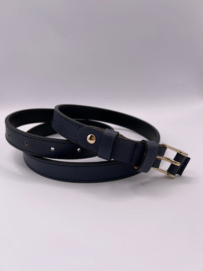 Double Loop Blue Belt with Gold Adornment - BLONDISH