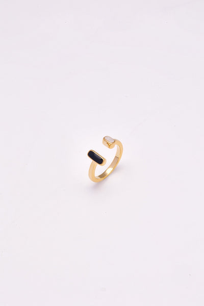 Enamel 2 colours Open Ring - Black White