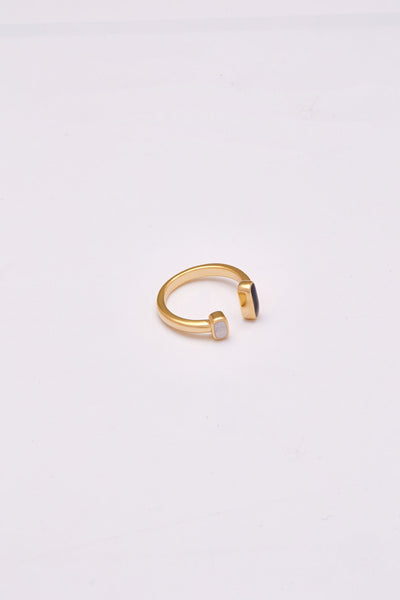 Enamel 2 colours Open Ring - Black White