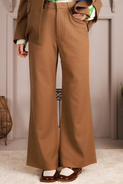 Wool Full Length Flare Trousers