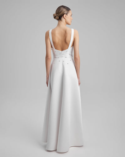 NOA DRESS + DIAMONDS | square neckline maxi in white