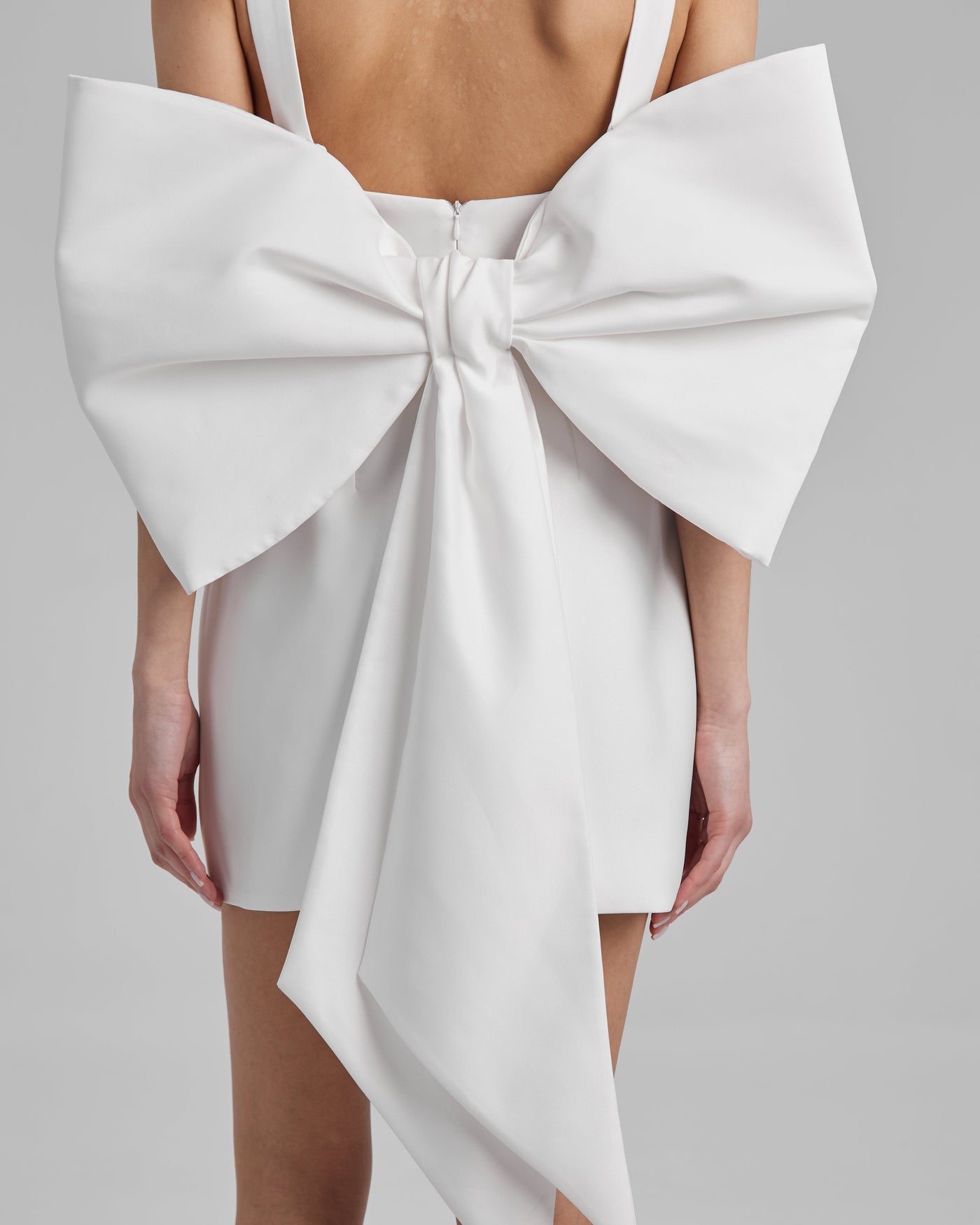 LUNA DRESS + BIG BOW | square neckline mini in white