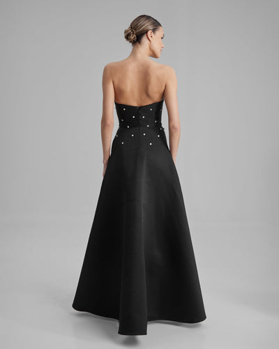 EVE DRESS + DIAMONDS | Strapless A line maxi dress in black