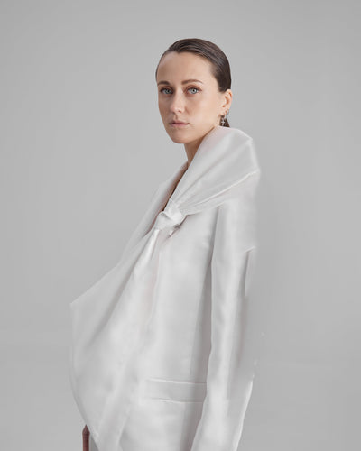 HOPE JACKET + SIDE BOW | oversized blazer in white