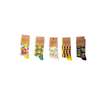 2 Pack Yellow and Green Geometric Socks