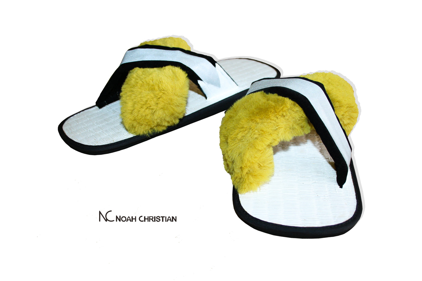 PREMIUM FAUX FUR & REFLECTIVE HAND PAINTED ZORI SANDALS - Noah Christian 