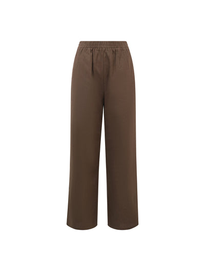 Womens High Waist Linen Trousers Chocolate