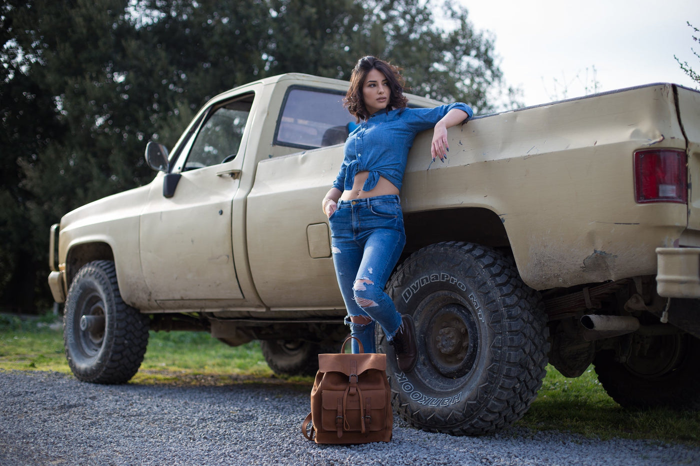 Leather Backpack in Heritage Brown Mod 103