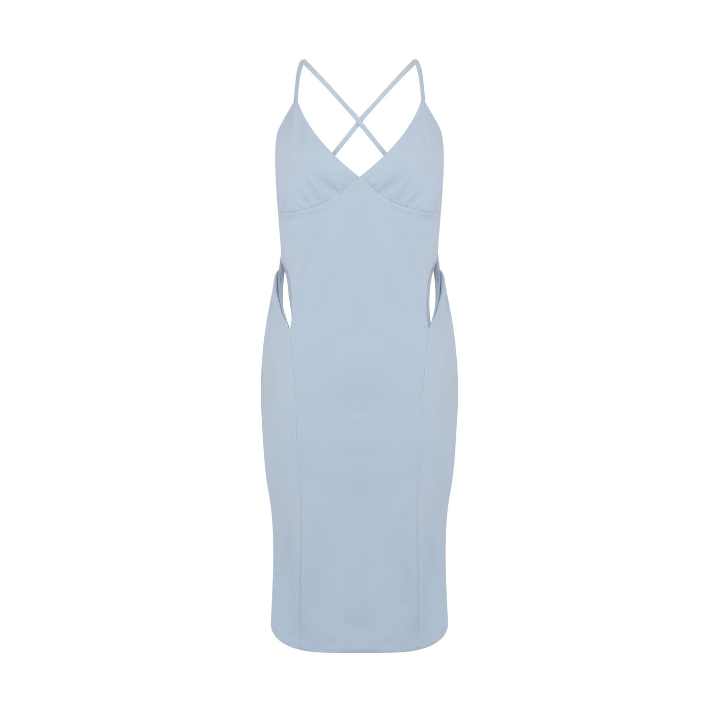 Cut-out Midi Slip Dress in Pale Blue