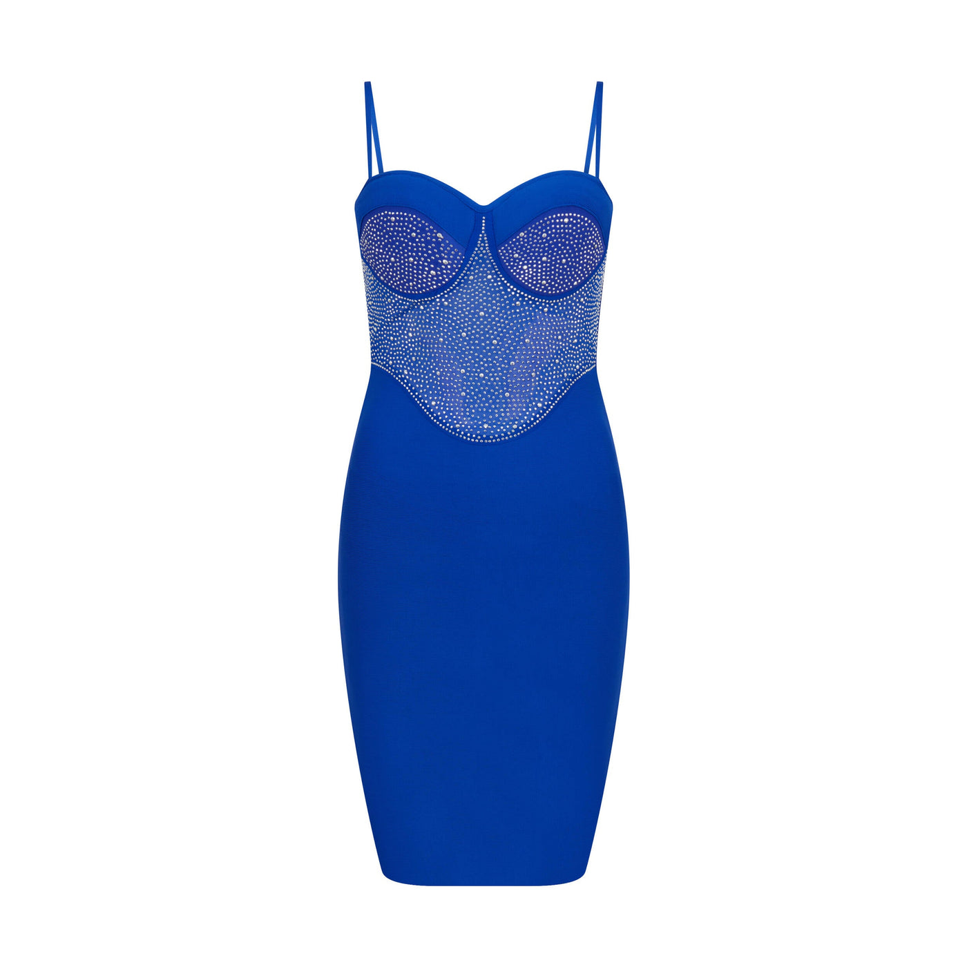 Embellished Bandage Mini Dress in Cobalt Blue