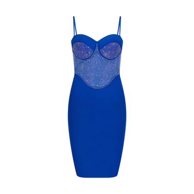 Embellished Bandage Mini Dress in Cobalt Blue