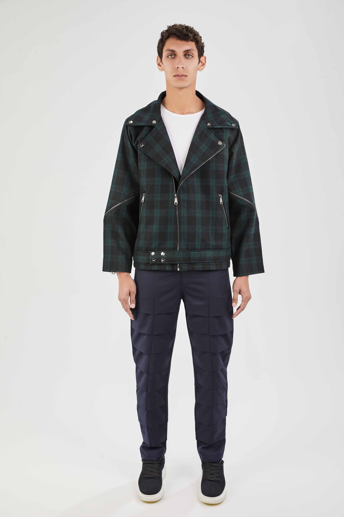 Tartan Check Biker Jacket