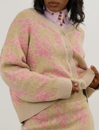 WOMENS FLORAL KNIT CARDIGAN