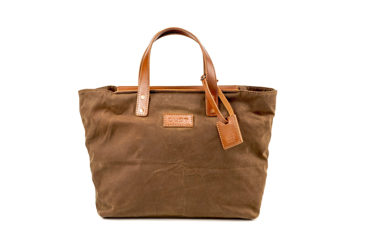 Leather Tote In Waxed Cotton Made in USA Brown