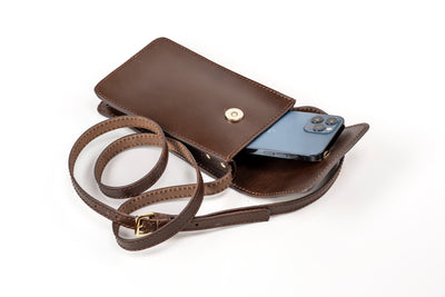 Leather Phone Holder Dark Brown Silicon Valley Collection