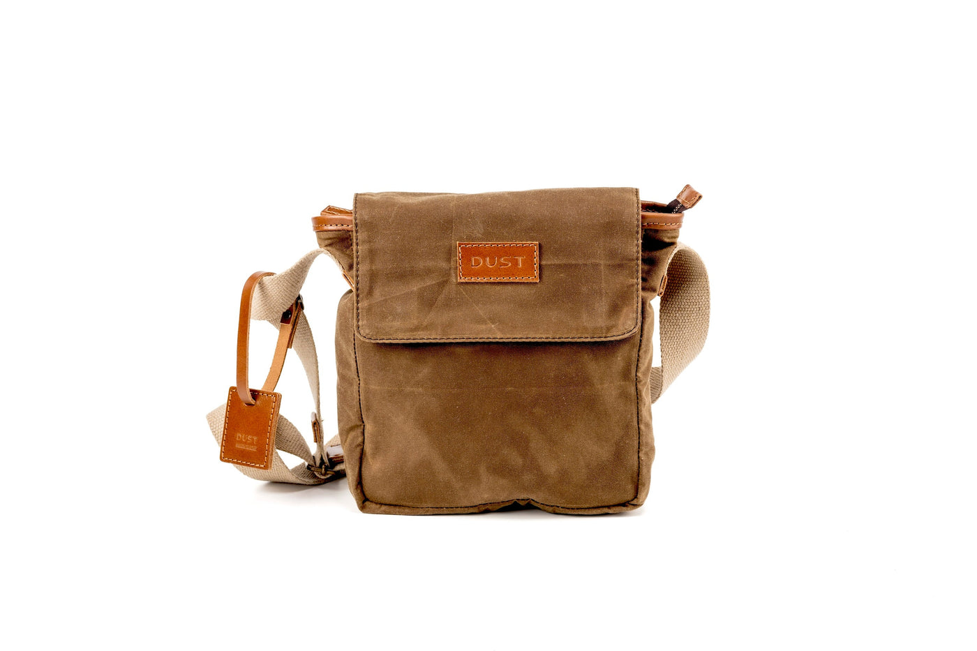 Leather Messenger In Waxed Cotton Made in USA Brown